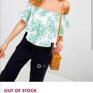ASOS off shoulder bardot palm top NWT